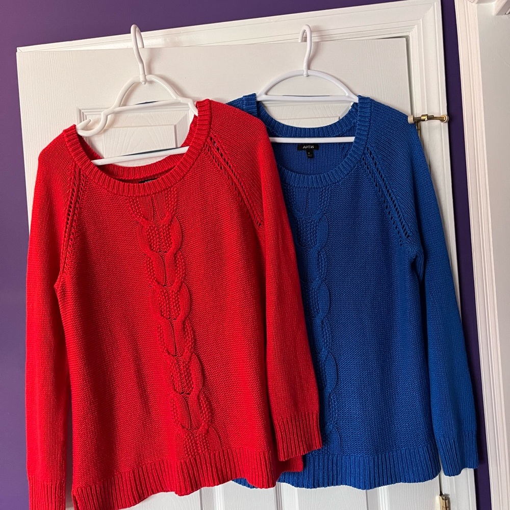 Apt. 9 Red and Blue Cable Knit Sweaters